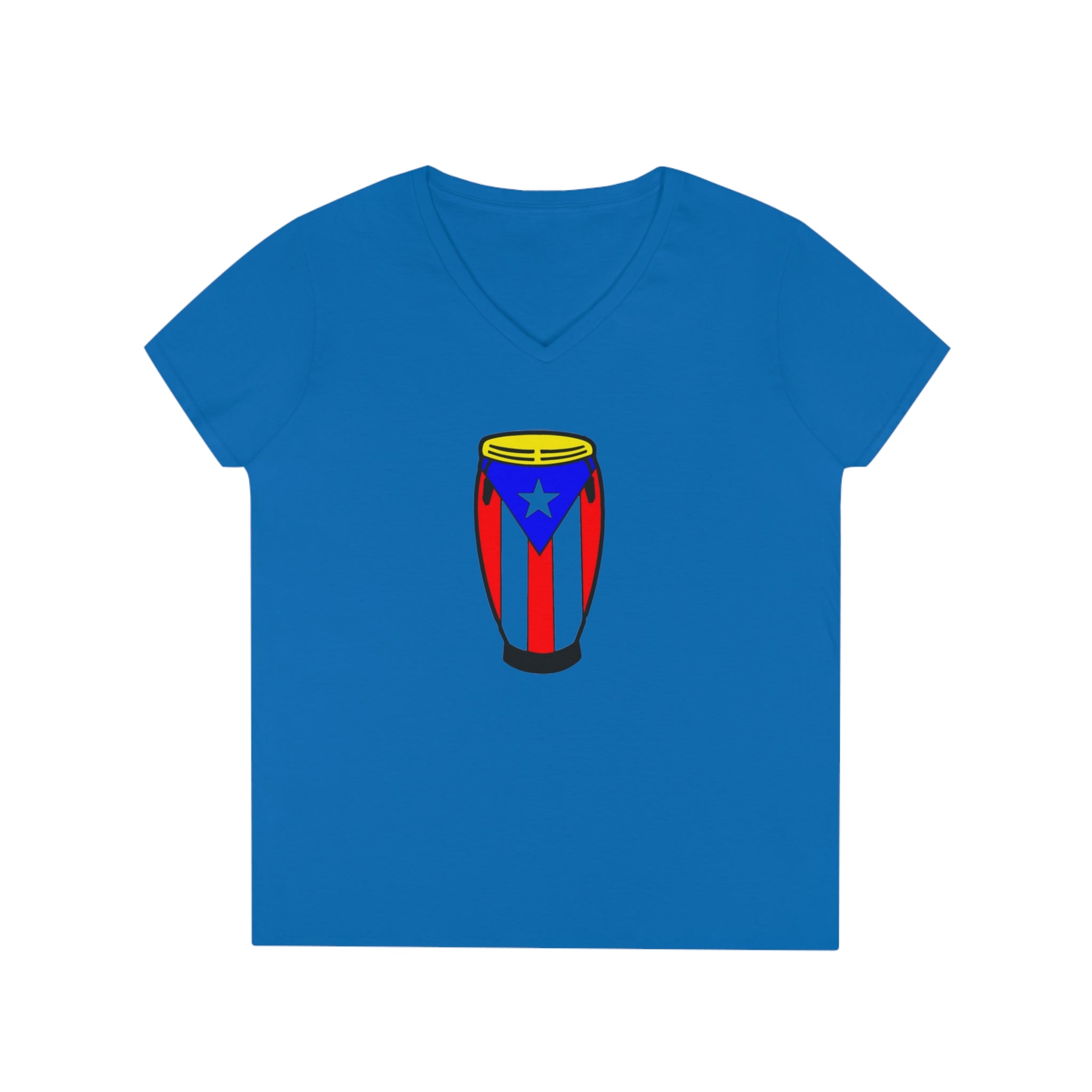 Puerto Rican Congas Ladies' V-Neck T-Shirt