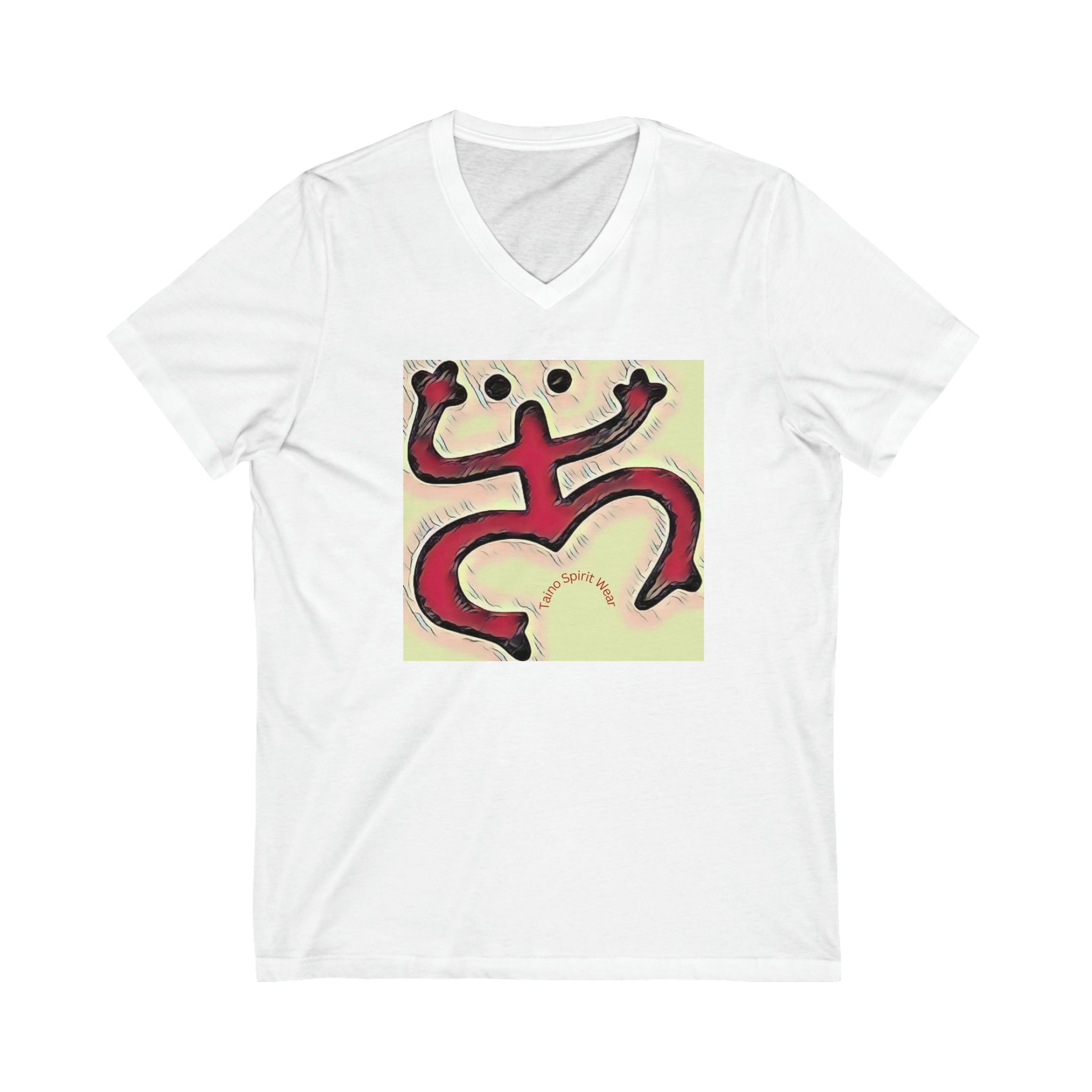 Taino Red Coqui Patch Unisex Jersey Short Sleeve V-Neck Tee