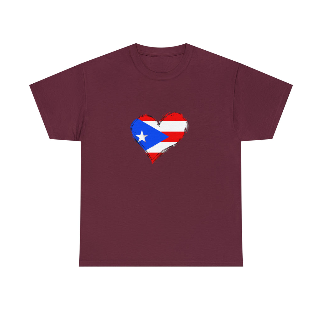 Puerto Rican Flag Heart Unisex Heavy Cotton Tee