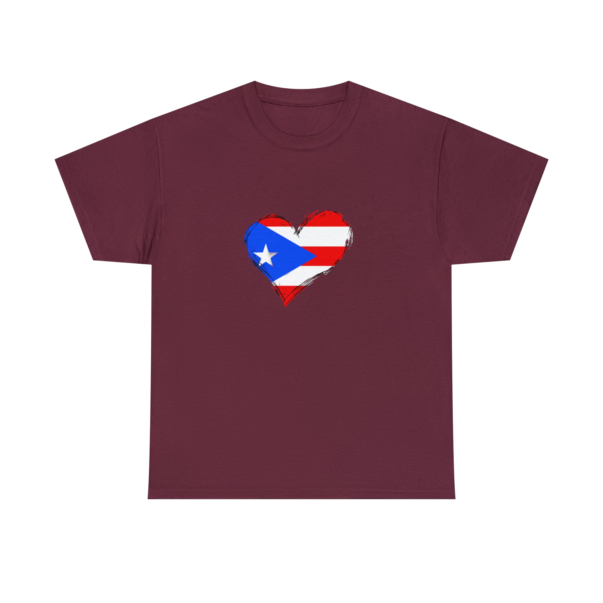 Puerto Rican Flag Heart Unisex Heavy Cotton Tee