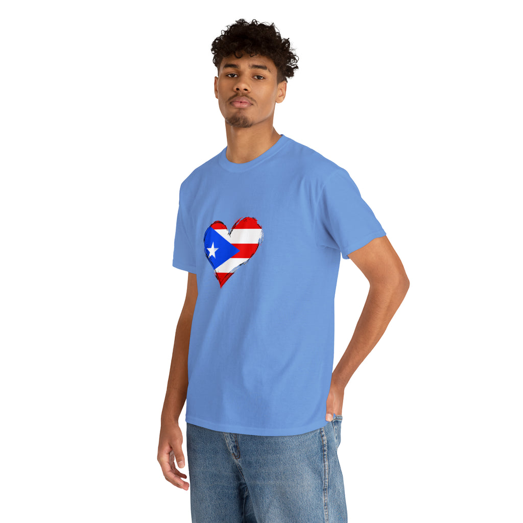 Puerto Rican Flag Heart Unisex Heavy Cotton Tee