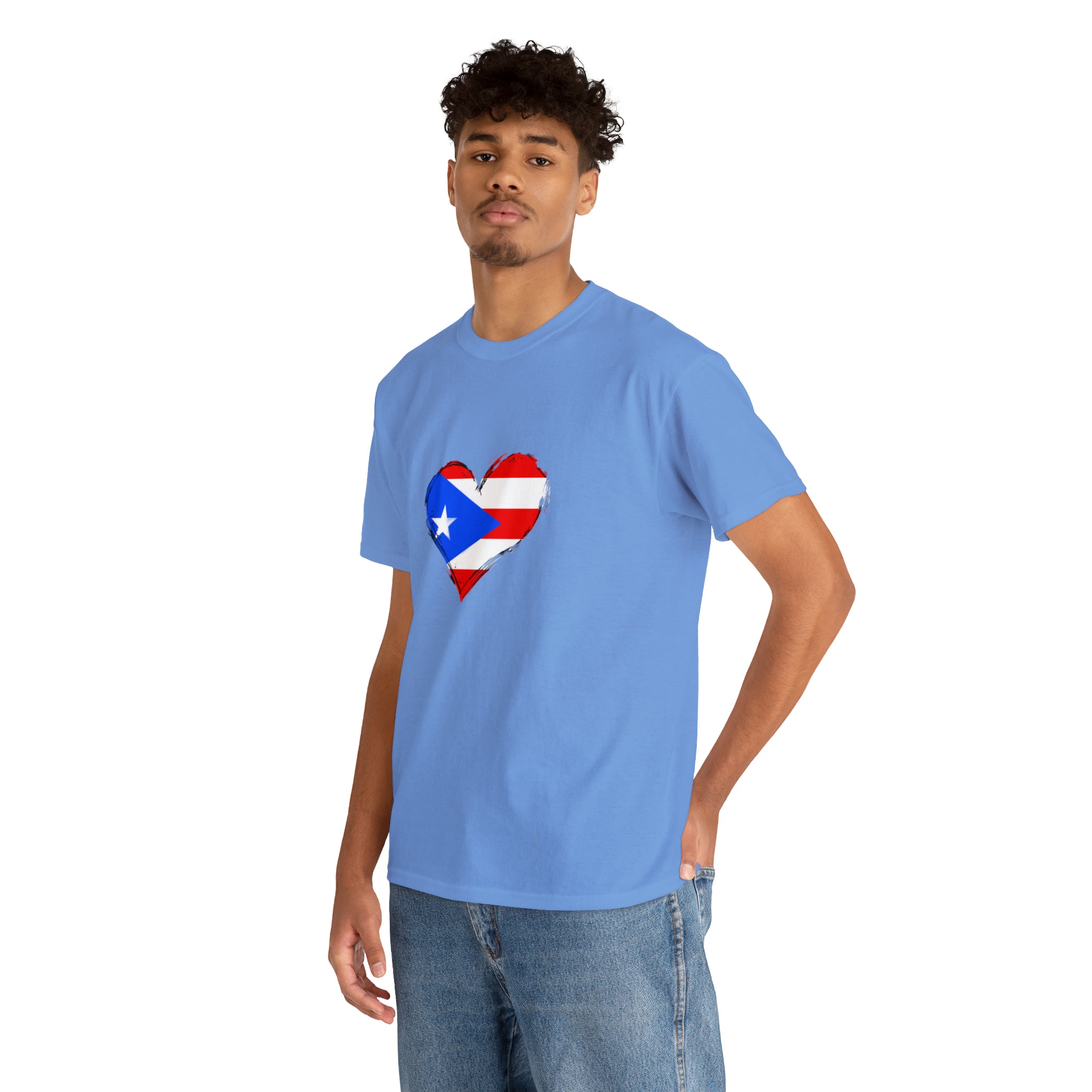 Puerto Rican Flag Heart Unisex Heavy Cotton Tee