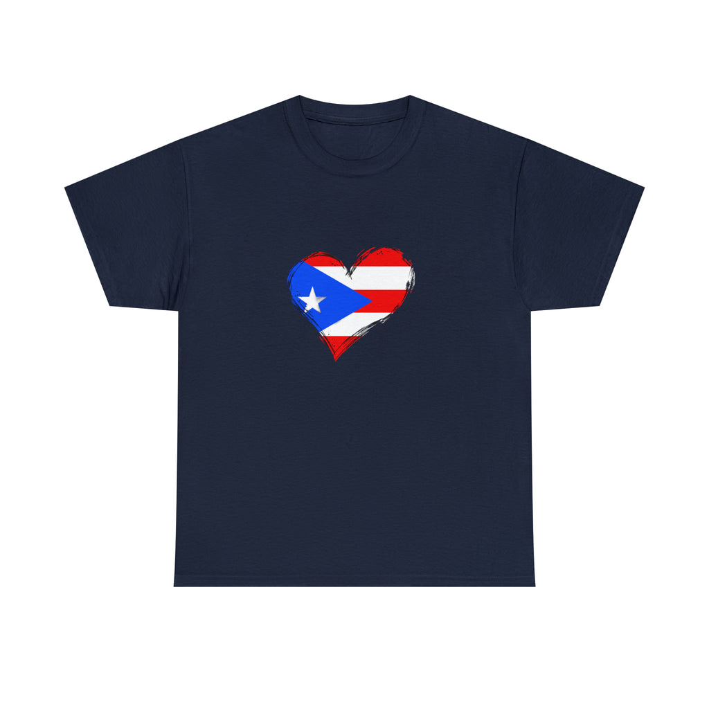 Puerto Rican Flag Heart Unisex Heavy Cotton Tee