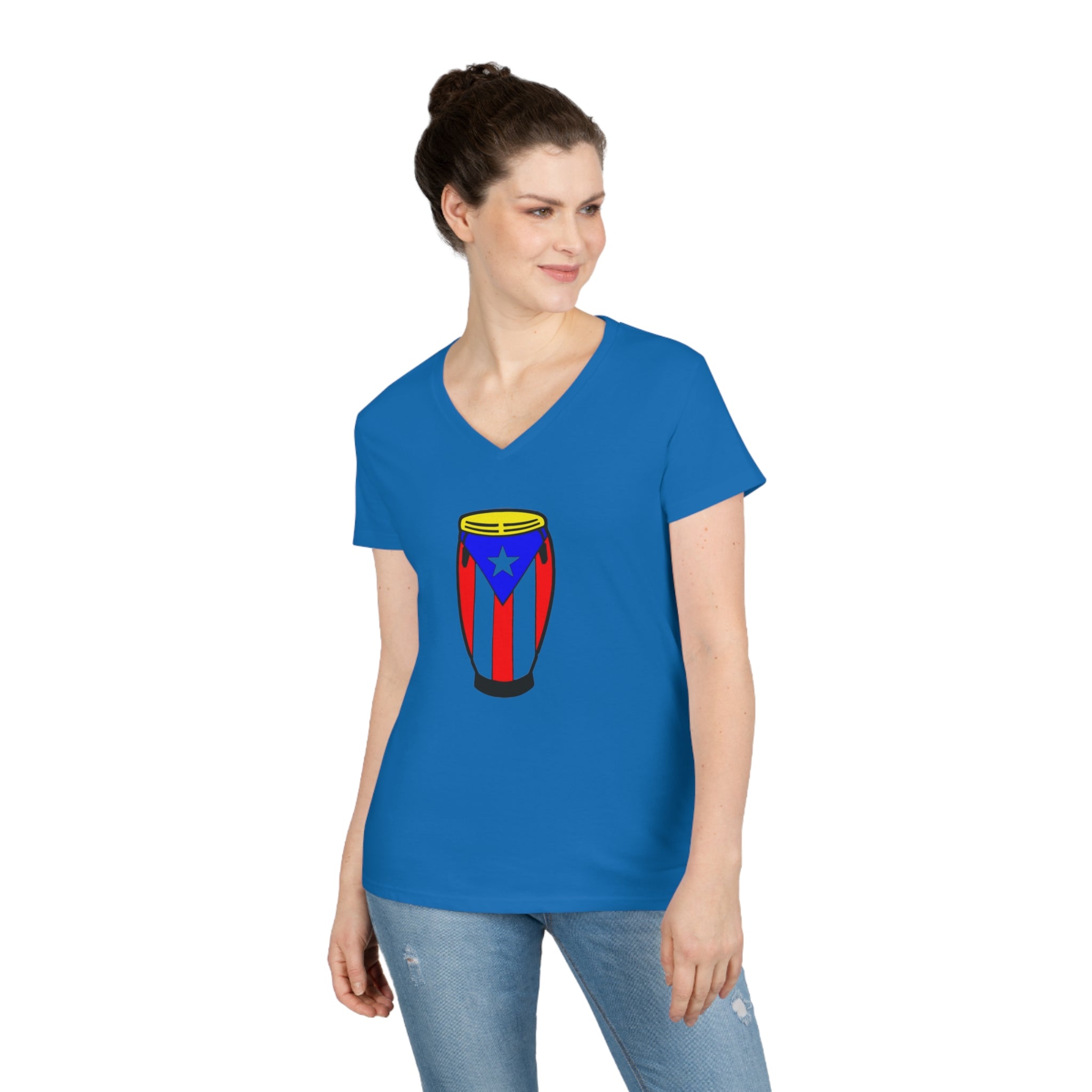 Puerto Rican Congas Ladies' V-Neck T-Shirt